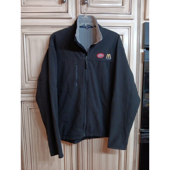 McDONALDS Dr. Pepper EMBROIDERED Black  SOFT SHELL JACKET - Large - Picture 1 of 5